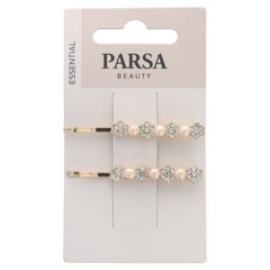 Parsa Beauty Kuldne juukseklamber pärlitega 2tk