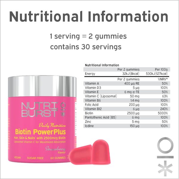 Nutriburst Toidulisand vitamiinid juustele, nahale ja küüntele 60tk - Image 3