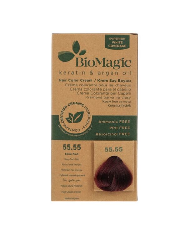 Biomagic Hair Color Cream kreemjas juuksevärv 55.55 Deep Dark Red 60ml