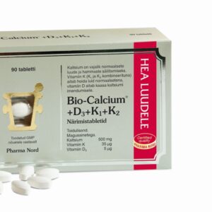 Bio-Calcium+D3+Vit K1+K2 Närimistabletid Suur Annus Hästi Imenduvat Kaltsiumit Koos D3- Ja K-Vitamiiniga N90