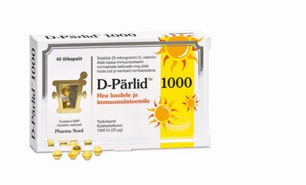 D-Pärlid 1000 Iu (25 µg) Kapslid Oliiviõlis Lahustatud Looduslik D3-Vitamiin N40
