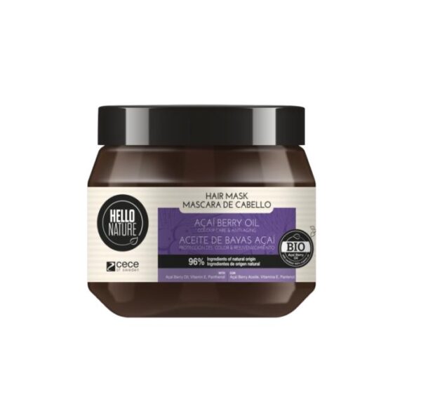 Hello Nature Värvi säilitav ja vananemisvastane juuksemask acaiõliga 250ml