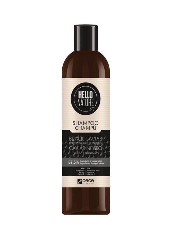 Hello Nature Toitev ja tugevdav šampoon musta kaaviariga 300ml