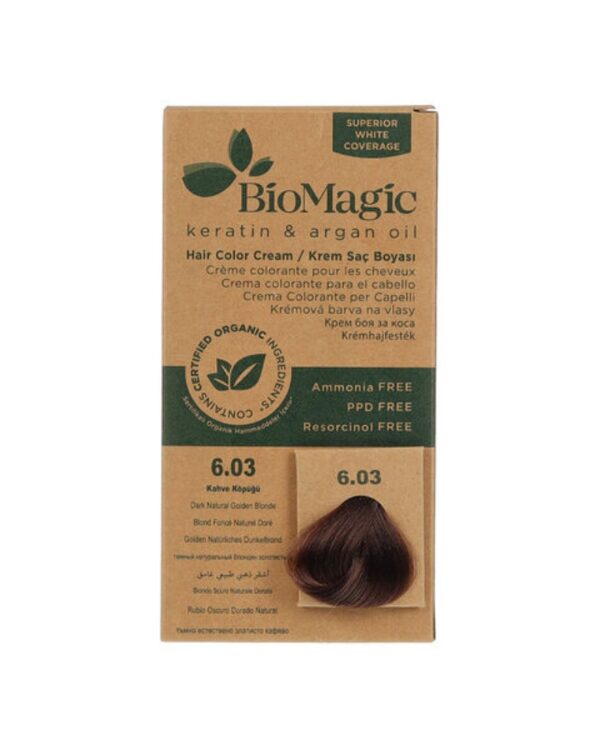 Biomagic Hair Color Cream kreemjas juuksevärv 6.03 Dark Natural Golden Blonde 60ml