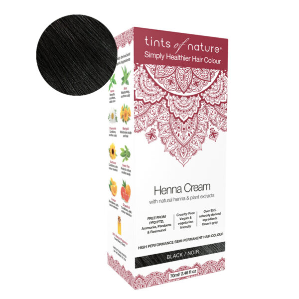 Tints Of Nature Henna Cream Black Looduslike henna- ja taimeekstraktidega kergvärv, must