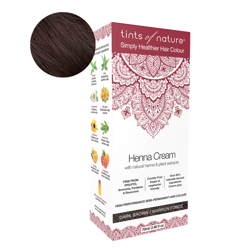 Tints Of Nature Henna Cream Dark Brown Looduslike henna- ja taimeekstraktidega kergvärv, tumepruun