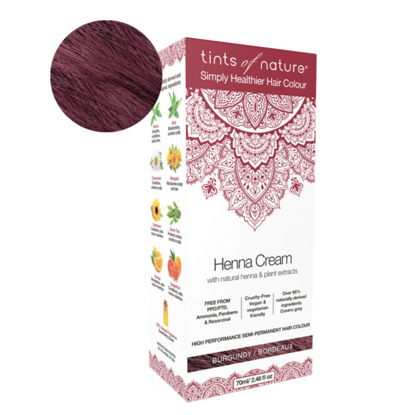 Tints Of Nature Henna Cream Burgundy Looduslike henna- ja taimeekstraktidega kergvärv, veinipunane