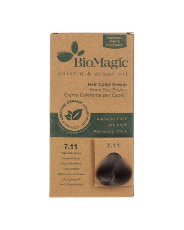 Biomagic Hair Color Cream kreemjas juuksevärv 7.11 Intense Ash Blonde 60ml