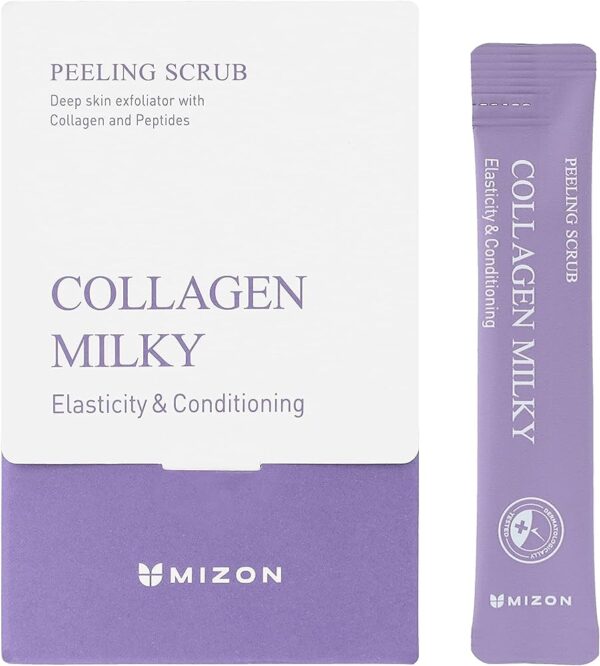 MIZON Collagen Milky Peeling Scrub näokoorija sooda, kollageeni ja piimaproteiiniga 40x5g