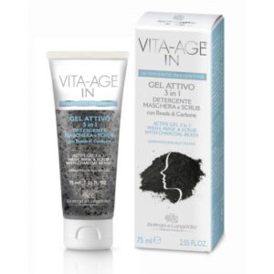 Vita-Age IN Active Gel 3 in 1: söehelmeid sisaldav puhastusgeel, mask ja koorija 75ml