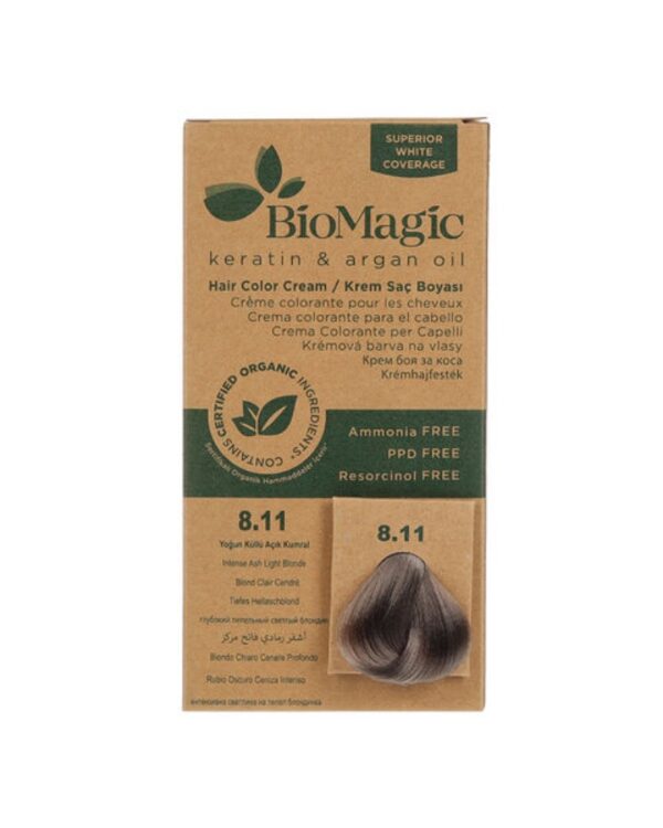 Biomagic Hair Color Cream kreemjas juuksevärv 8.11 Intense  Ash Light Blonde 60ml