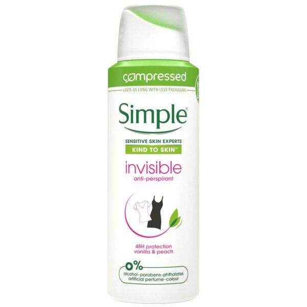 Simple aerosooldeodorant Invisible vanilli-virsiku