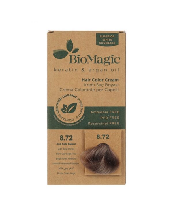 Biomagic Hair Color Cream kreemjas juuksevärv 8.72 Light Beige Blonde 60 ml