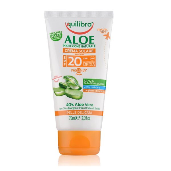 Equilibra Päevituskreem SPF20 Aloe Vera75 ml