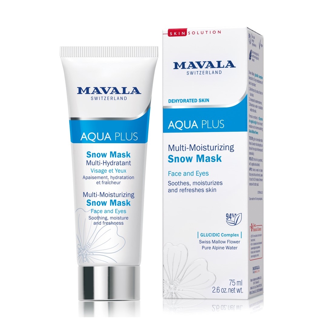 Mavala Aqua Plus Snow Mask nahka rahustav ja niisutav näomask 75ml