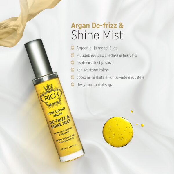 Rich Pure Luxury Argan De-Frizz & Shine Mist juuksesprei argaaniaõliga - Image 2