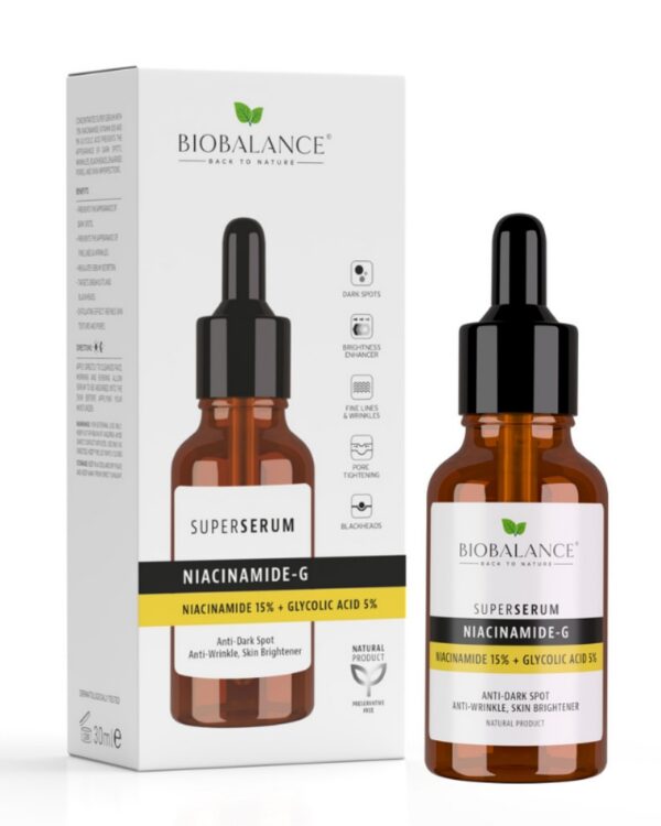 Bio Balance Niacinamide 15% + Glycolic Acid 5% pigmendilaikude- ja vananemisvastane seerum 30ml