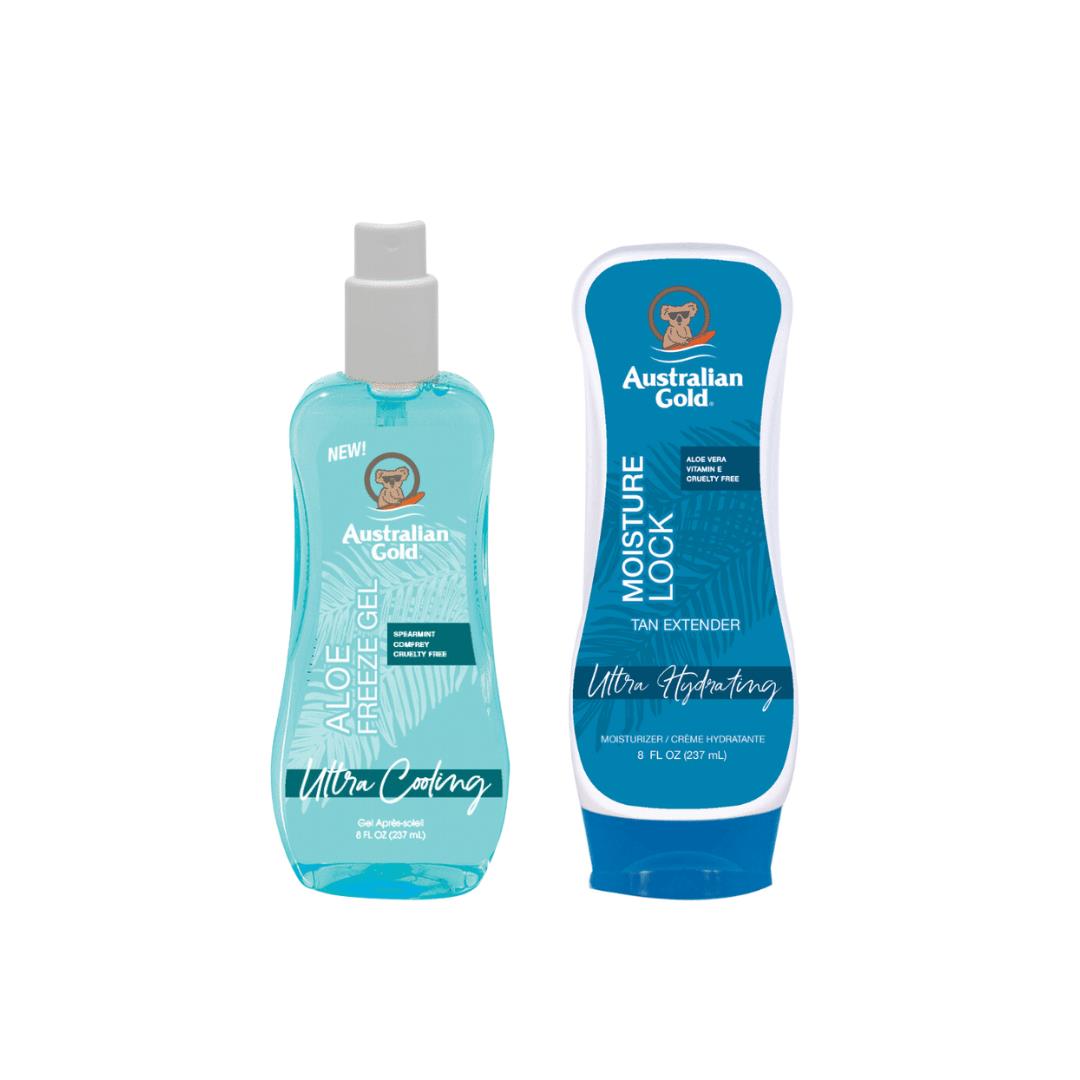 Australian Gold Niisutav komplekt sisaldab Australian Gold Aloe Freeze Spray geel 237ml+237ml