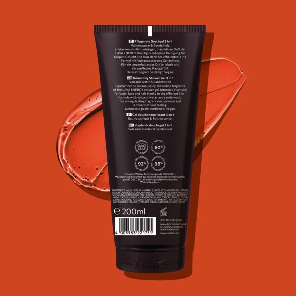 Vandini Lava Energy 3in1 dušigeel-šampoon meestele 200ml - Image 3