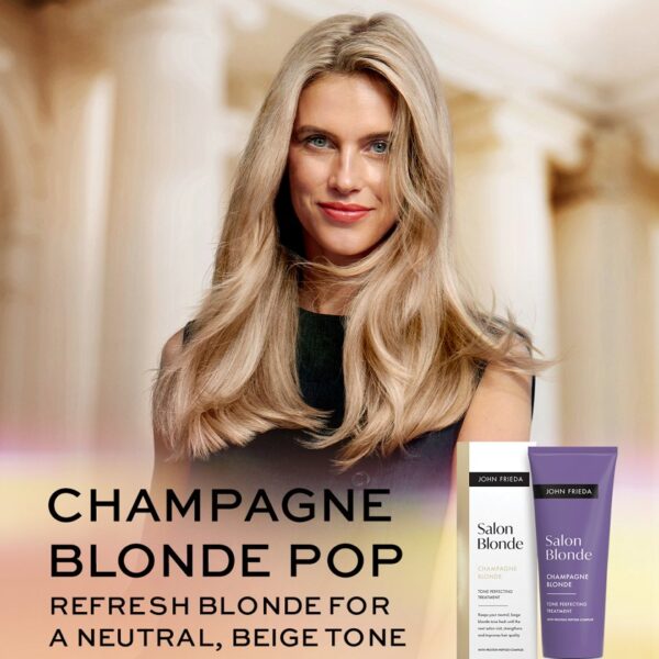 John Frieda Salon Blonde Tone Perfecting Juuksetooni Täiustav Hooldus, Champagne Blond 120ml - Image 4