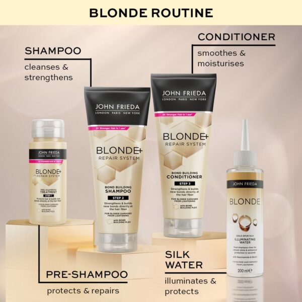 John Frieda Blond+ Repair System Bond Juuksesidemeid Loov Šampoon 250ml - Image 2