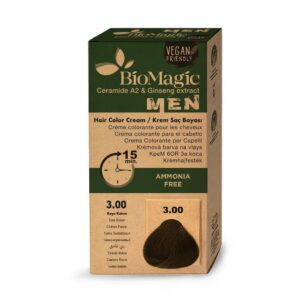 BioMagic Permanent Hair Color Cream For Men ammoniaagivaba juuksevärv meestele 3.00 Dark Brown 100ml