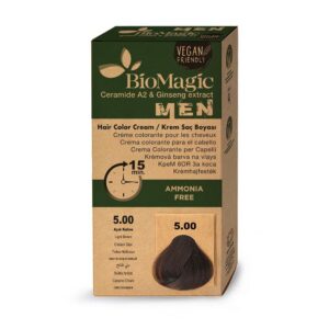 BioMagic Permanent Hair Color Cream For Men ammoniaagivaba juuksevärv meestele 5.00 Light Brown 100ml