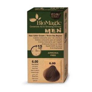 BioMagic Permanent Hair Color Cream For Men ammoniaagivaba juuksevärv meestele 6.00 Dark Blonde 100ml