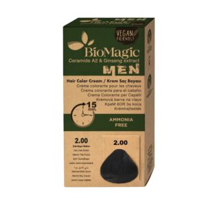 BioMagic Permanent Hair Color Cream For Men ammoniaagivaba juuksevärv meestele 2.00 Natural Black 100ml