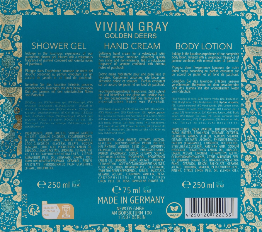 Vivian Gray Golden Deers komplekt Kätekreem – Ihupiim – Dušigeel - Image 4