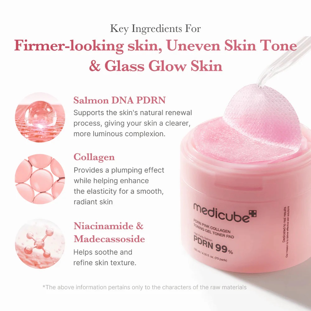 Medicube PDRN Pink Collagen Toning Gel Toner Pad toonikupadjad kollageeni ja PDRN-iga 120ml - Image 2