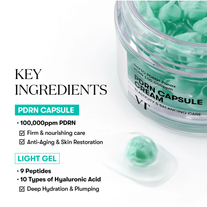 VT Cosmetics PDRN Capsule Cream 100 kapslikreem 10 tüüpi hüaluroonhappega 50ml - Image 3