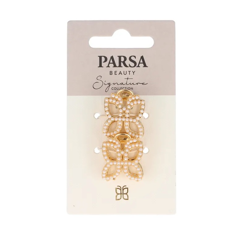 Parsa Beauty juukseklamber kuld pärlitega 2tk