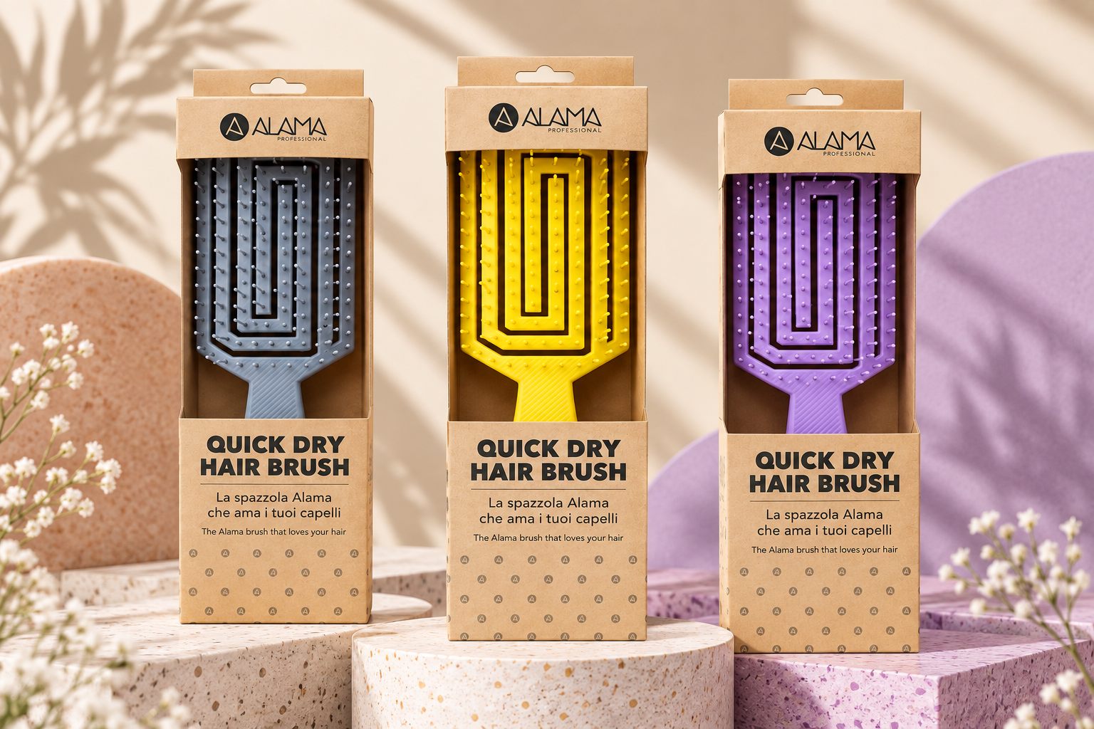 Alama Quick Dry Hair Brush juuksehari kiireks kuivatamiseks ja õrnaks lahtikammimiseks - Pilt 3
